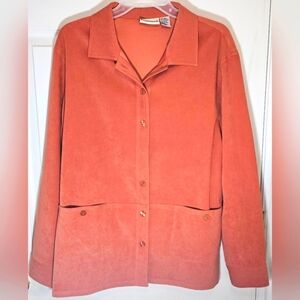 Appleseed's Womens Burnt Orange Poly‎ Suede Jacket 18M Plus Buttons Pockets